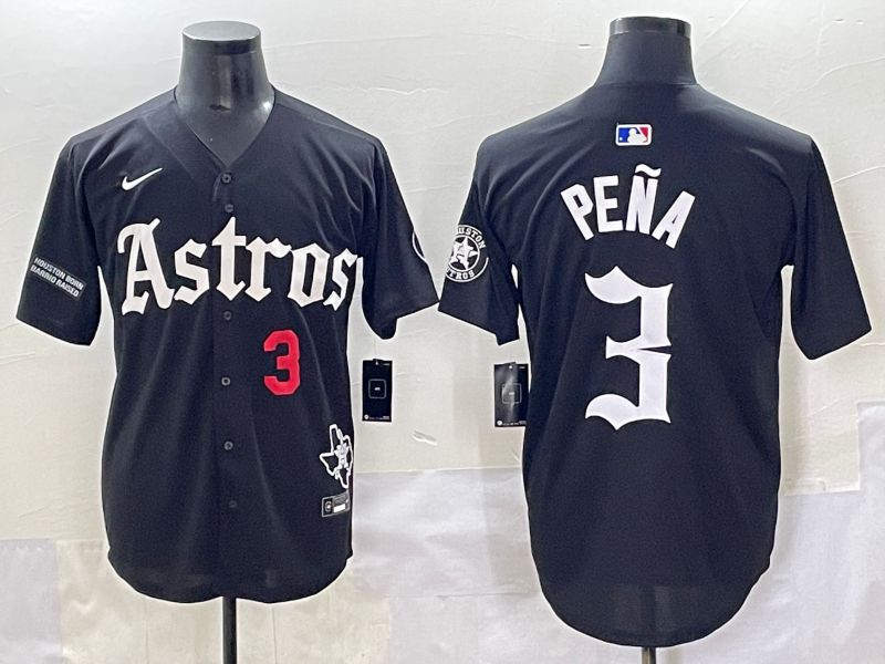 Men 2025 Houston Astros #3 Pena Black Five generations Joint Name Nike MLB Jersey style 4->houston astros->MLB Jersey